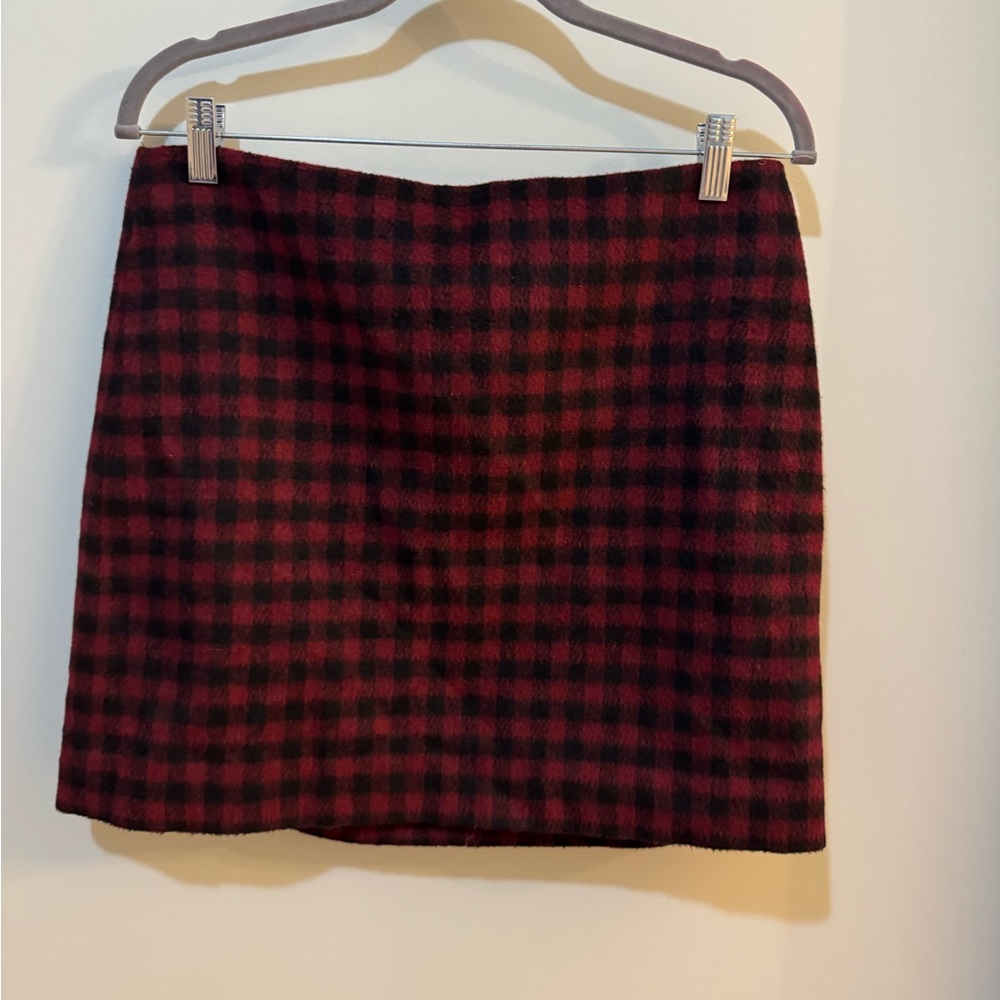 Madewell Red and Black Checkered Mini Skirt size 10